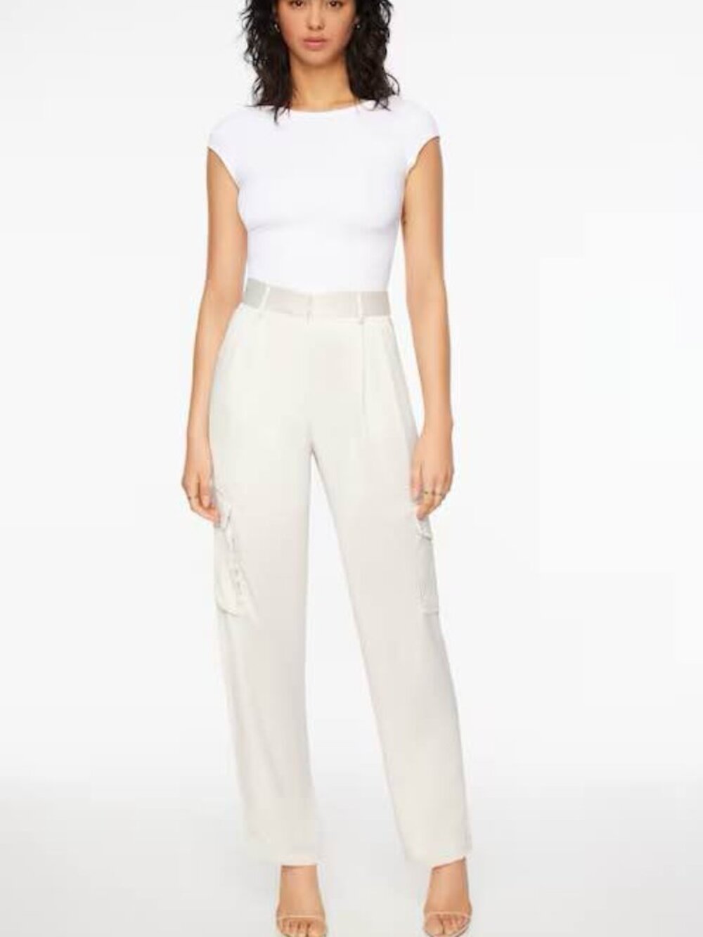 Dynamite straight leg satin cargo pants